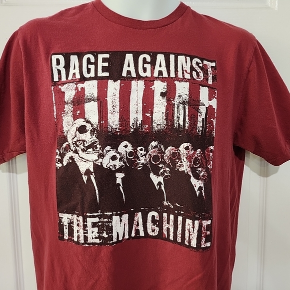 Rage Against The Machine Skull Suit Army Bay Island Red T-shirt Size Large - Picture 7 of 8